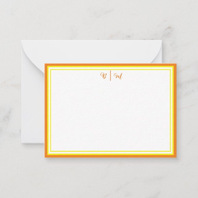 Aesthetic Minimalist with Borders & Monogram Note Card (Front)