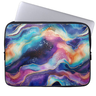 Aesthetic modern colorful rainbow agate glitter laptop sleeve