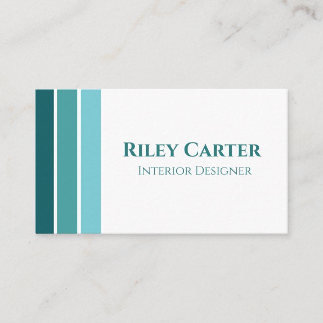 Aesthetic Modern Turquoise White Editable Design Business Card (Front)