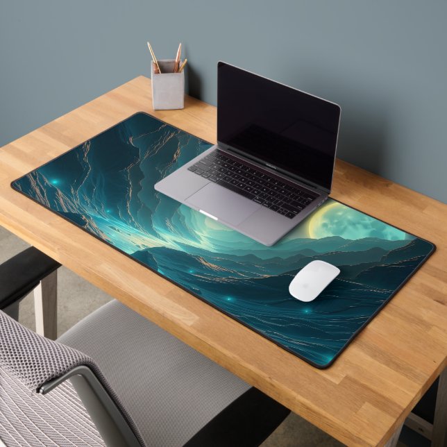 Aesthetic Moon Desk Mat – Large Neoprene Mouse Pad (Office 2)