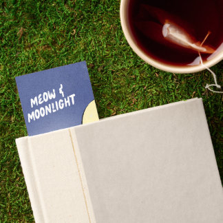 Aesthetic Moonlight Terrace Girl and Cat Bookmark