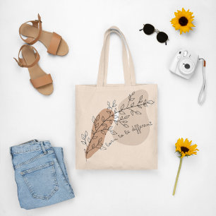Aesthetic motivational quote with a plant drawing  tote bag