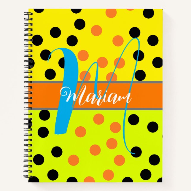 Aesthetic Multi Colored Initial Name Monogrammed Notebook (Front)
