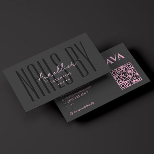 Aesthetic Nail Tech Lashes Makeup Artist Pink Blac Business Card