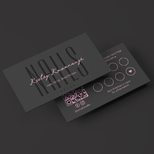 Aesthetic Nail Tech Spa Therapist Pink Black Loyalty Card