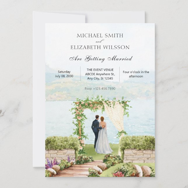 Aesthetic nature couple wedding  invitation (Front)