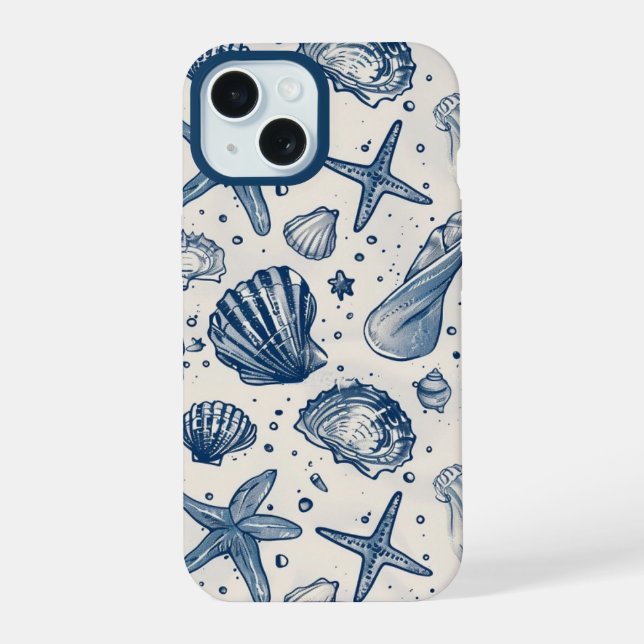 Aesthetic Nautical Blue Ocean Shell Iphone Case (Back)
