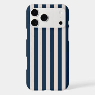 Aesthetic Navy Beige Stripes Minimalist Pattern iPhone 17 Pro Max Case