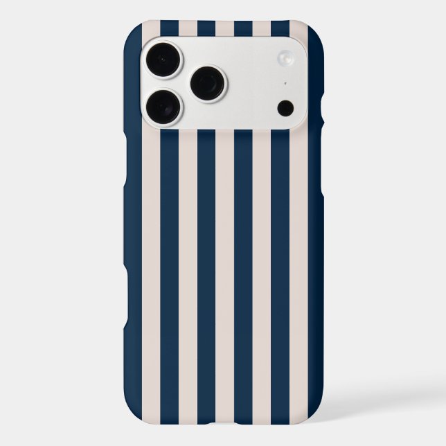 Aesthetic Navy Beige Stripes Minimalist Pattern Case-Mate iPhone Case (Back)