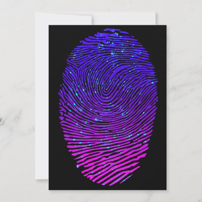 Aesthetic Neon Fingerprint Luminous Luminescent Invitation (Front)