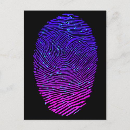 Aesthetic Neon Fingerprint Luminous Luminescent Postcard