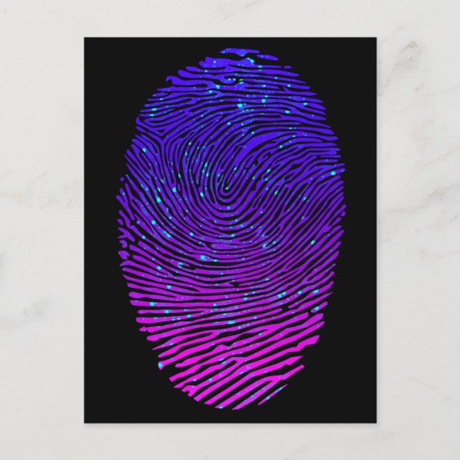 Aesthetic Neon Fingerprint Luminous Luminescent Postcard (Front)