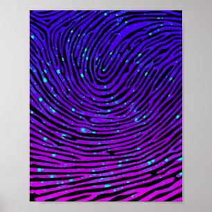 Aesthetic Neon Fingerprint Luminous Luminescent Poster