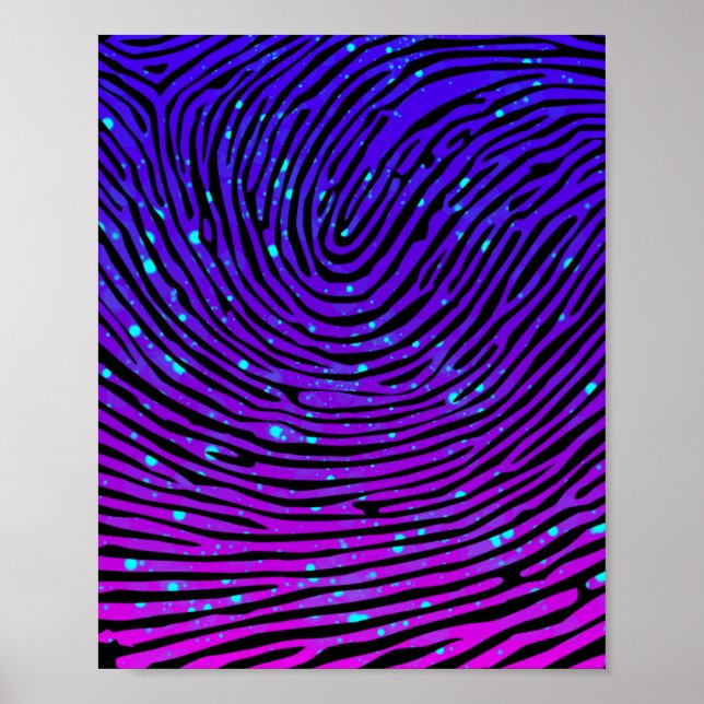 Aesthetic Neon Fingerprint Luminous Luminescent Poster (Front)
