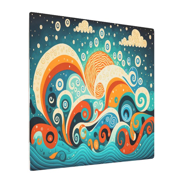 Aesthetic Ocean Waves Metal Print (Angled)