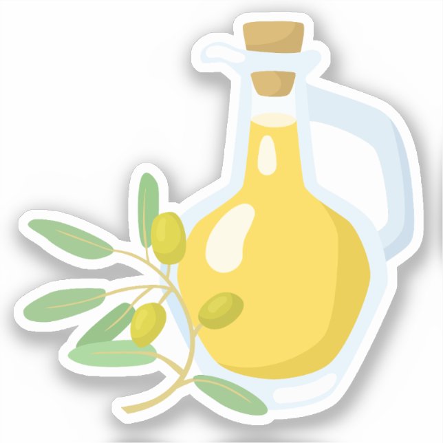 Aesthetic Olive Oil and Olive Vine Sticker (Front)