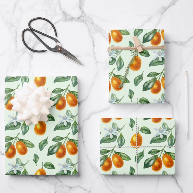 Aesthetic Orange Citrus Fruit Food Wrapping Paper Sheets (Front)