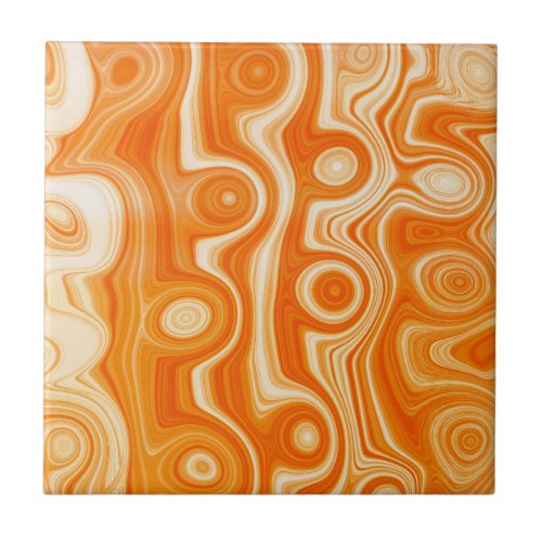 Aesthetic Orange Liquid Swirl Cute Retro Fashion Ceramic Tile
