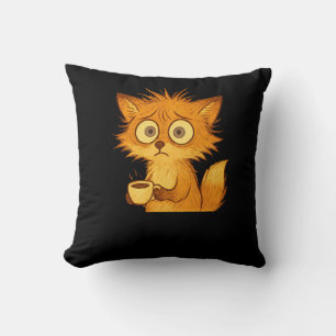 Aesthetic Overwhelmed Fox • Cute Chaos Coffee Pill Throw Pillow