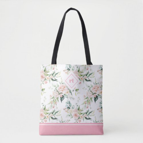 Aesthetic pale pink roses seamless pattern tote bag