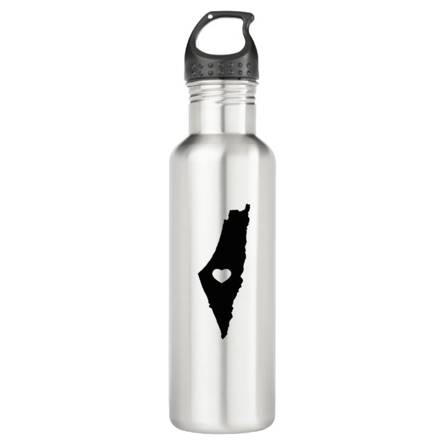 Aesthetic Palestine Map Heart فلسطين Stainless Steel Water Bottle (Front)
