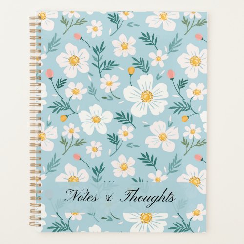 Aesthetic Pastel Blue Floral Custom Name Planner