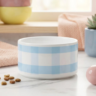 Aesthetic Pastel Blue Gingham Checkered Chili Bowl