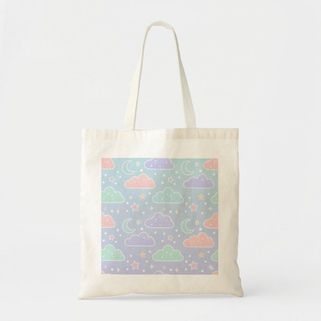 Aesthetic Pastel Cloud Canvas Tote Bag (Front)
