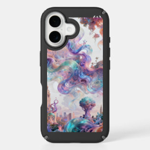 Aesthetic Pastel Fantasy City Ethereal Swirl Art iPhone 16 Case