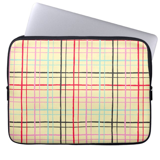 Aesthetic Pastel Hand Drawn Grid Retro Pop Laptop Sleeve (Front)