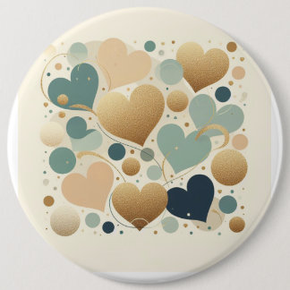 Aesthetic Pastel Love Heart Beige Abstract Minimal Button