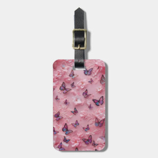 Aesthetic Pastel Pink Butterfly Luggage Tag