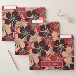 Aesthetic Personalized Red & Black Floral Pattern File Folder