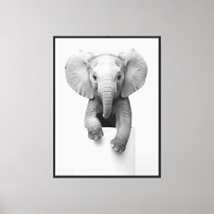 Aesthetic Photo Baby Elephant Over Toilet Paper Canvas Print