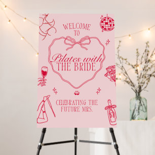 Aesthetic Pilates Bachelorette Welcome Sign Board