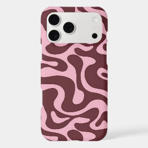 Aesthetic Pink and Brown Groovy Liquid Swirl iPhone 17 Pro Max Case