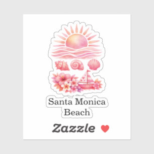 Aesthetic Pink Beach Sunset Watercolor Sticker