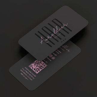 Aesthetic Pink Black Hair Stylist Therapist Business Card