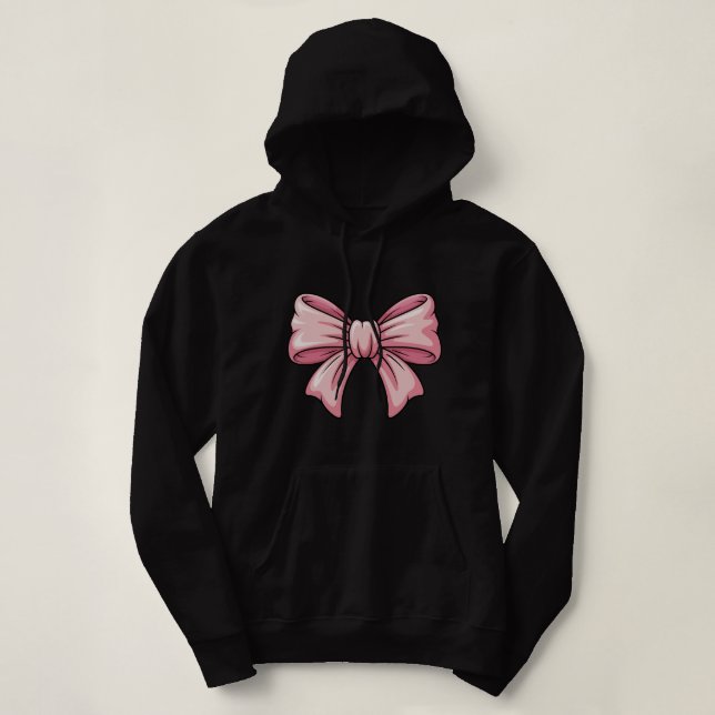 Aesthetic Pink Bow Coquette Pullover Hoodie  (Design Front)