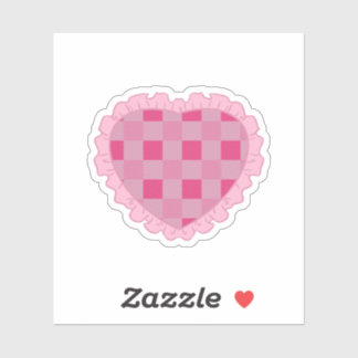 Aesthetic Pink Checkerboard Heart Sticker