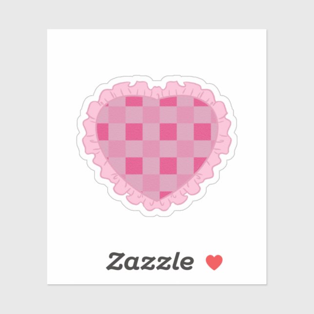 Aesthetic Pink Checkerboard Heart Sticker (Sheet)