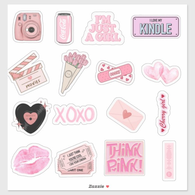 Aesthetic Pink Cute Sticker Pack (Sheet)
