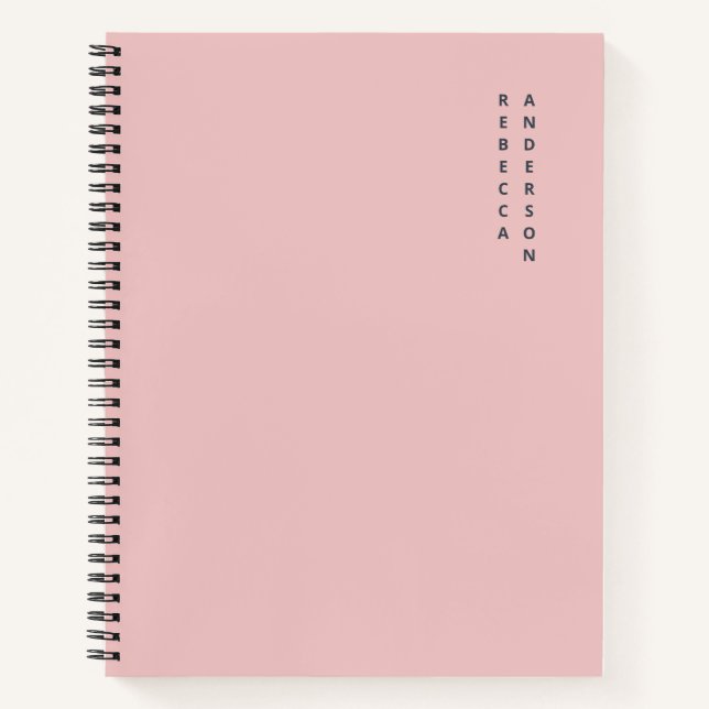 Aesthetic Pink & Cyan Blue Vertical Name Notebook (Front)