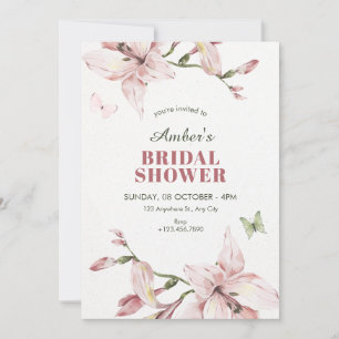 Aesthetic pink flower bloom bridal shower invitation