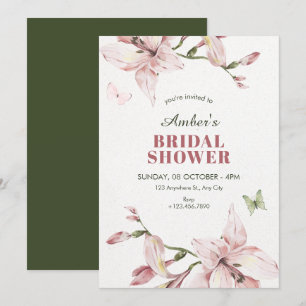 Aesthetic pink flower bloom bridal shower invitation