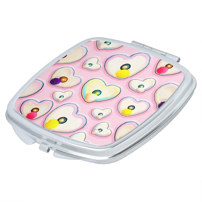 Aesthetic Pink Love Design compact mirror (Turned)