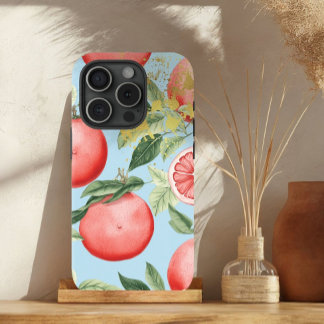 Aesthetic Pink, Pastel Blue and Gold Grapefruit  iPhone 15 Case