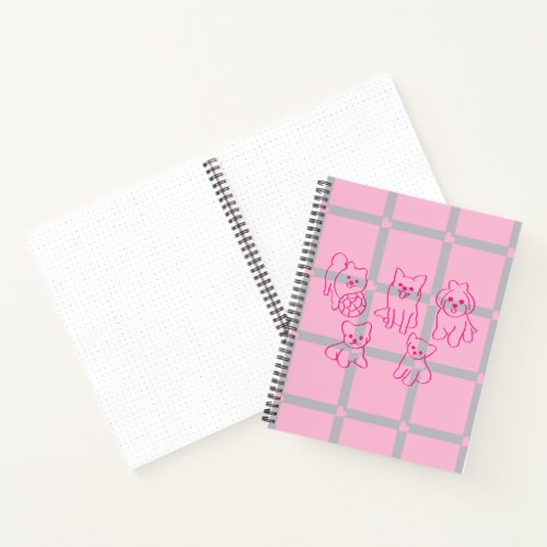 Aesthetic Pink pattern Puppy Lover bullet Journal