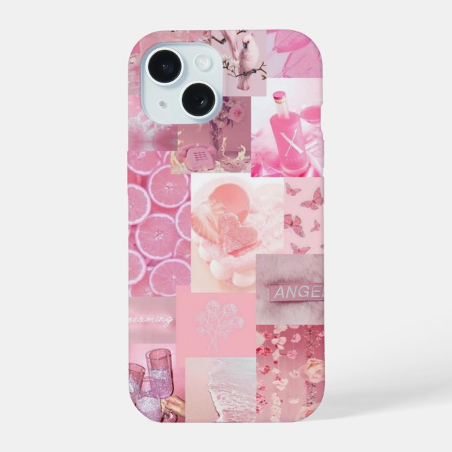 aesthetic pink phone case (Back)