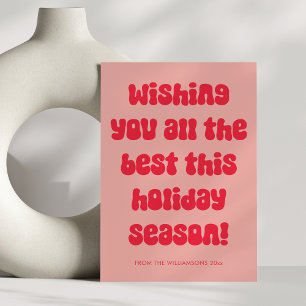 Aesthetic Pink Red Typography Fun Retro Christmas Holiday Card